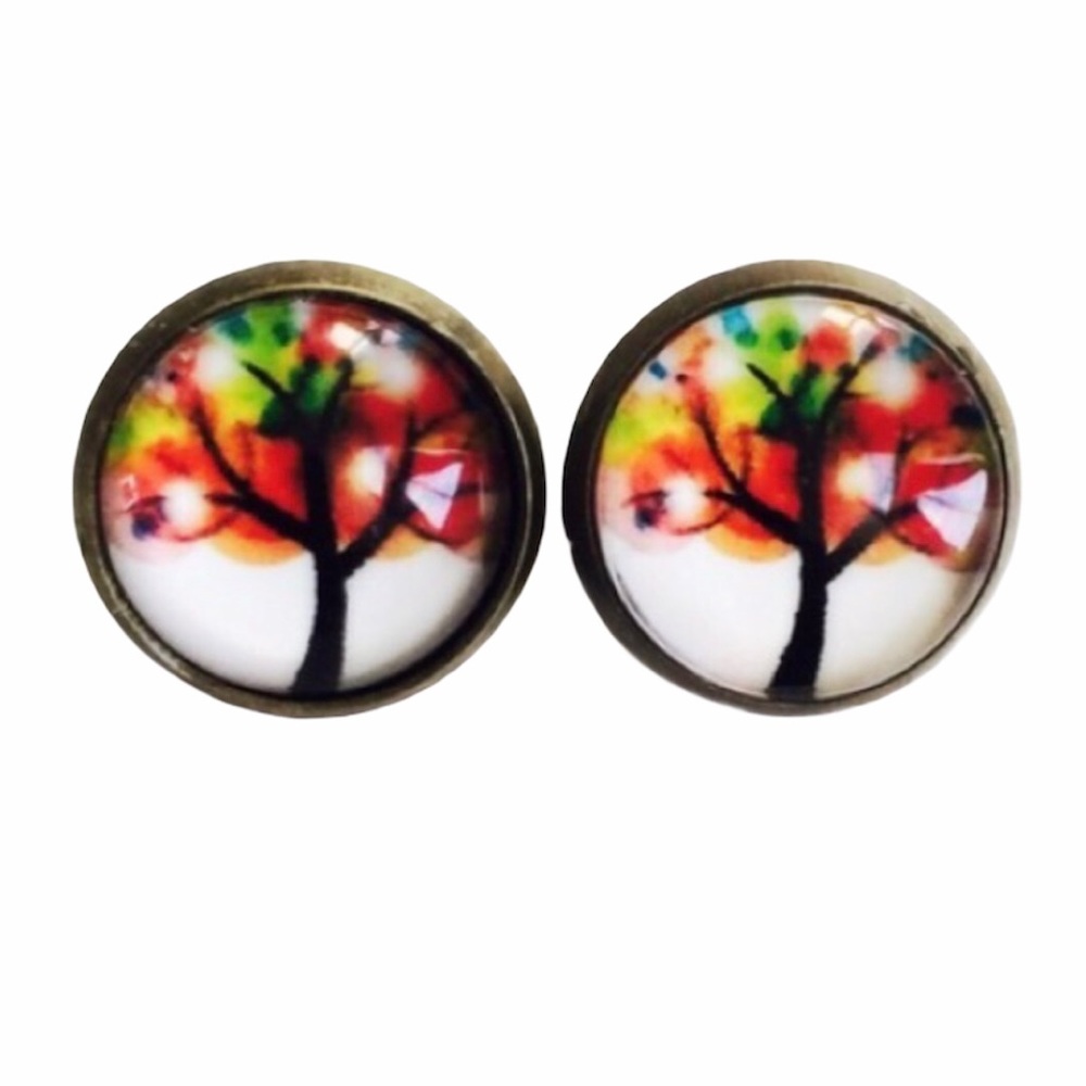 3 for 15🎀bronze tone tree of life picture studs - Picture 2 of 6